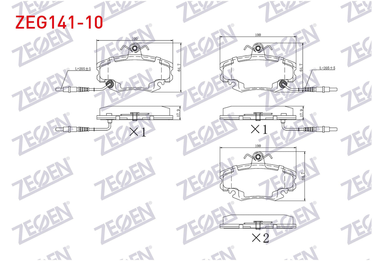 Zegen ZEG141-10 Brake Pad Front with Connector Renault Clio Symbol 1.5 dCi 1998-2005 / 1.2 1998-2005 / Clio II 1 — Brake Pads
