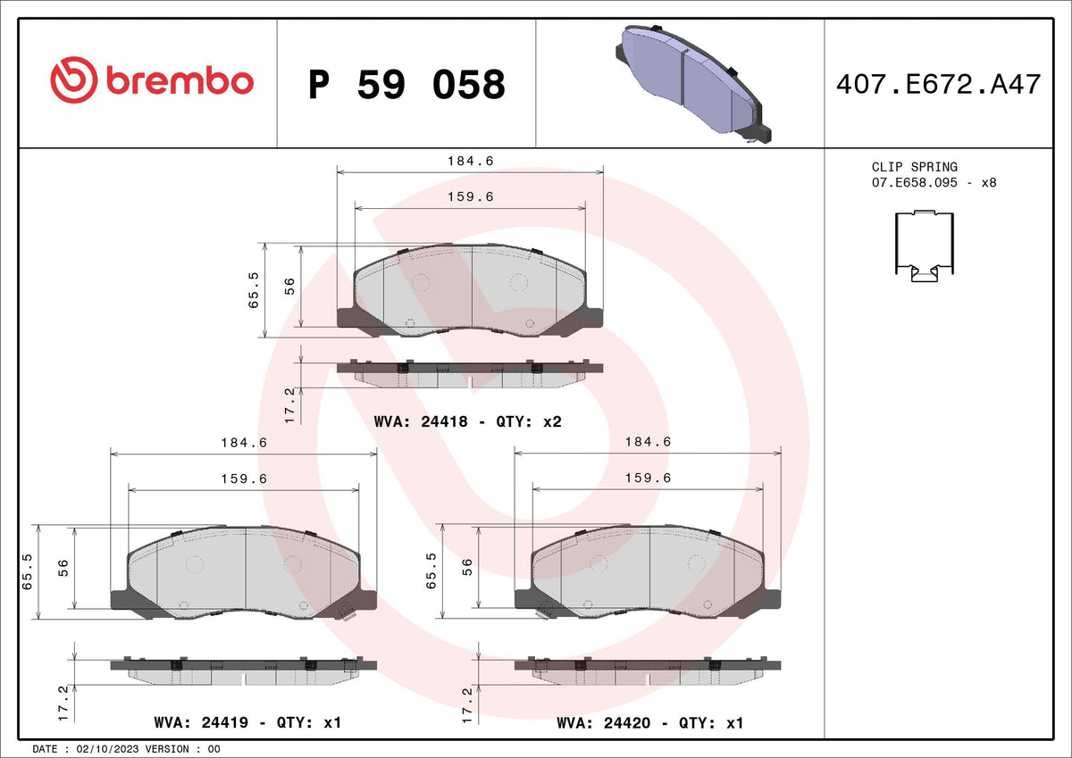 Brembo P59058 Brake Pad Front Low-Met Opel — Brake Pads