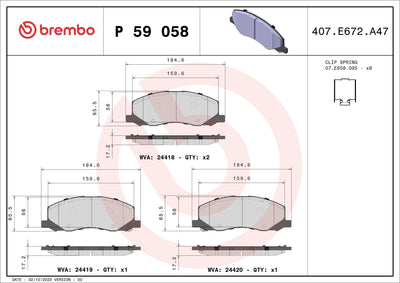 Brembo P59058 Brake Pad Front Low-Met Opel — Brake Pads