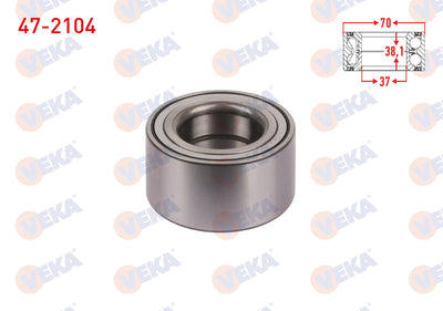 Veka 47-2104 Front Wheel Bearing Left-Right 38X70x37 Accent Era 1.4i 16V-1.5 CRDi-1.6 Cvvt 2006-2012 / Admire 1.3-1.5 CRDi-1.6 2003-2006 / Blue 1.6 CRDi 2012-/ Getz 1.5 CRDi 2002-2008 / Rio II