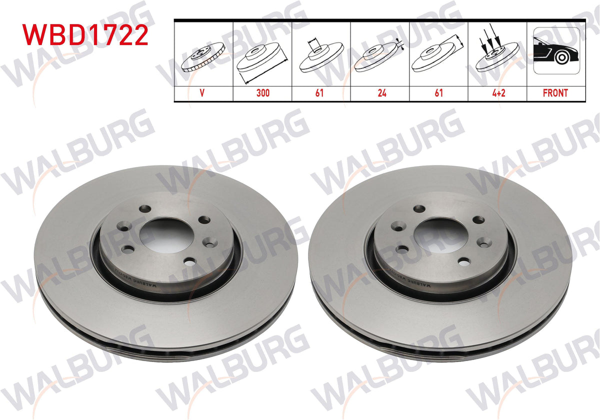 WALBURG WBD1722 Brake Disc Front Renault Megane, Scenic — Brake Rotors & Drums