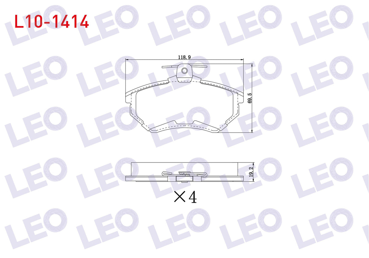 LEO L10-1414 Brake Pad Front VW Passat 1.6 1996-2000 / Passat 1.9 TDI 1996-2000 / Passat 1.8 T 1996-2000 / Audi — Brake Pads