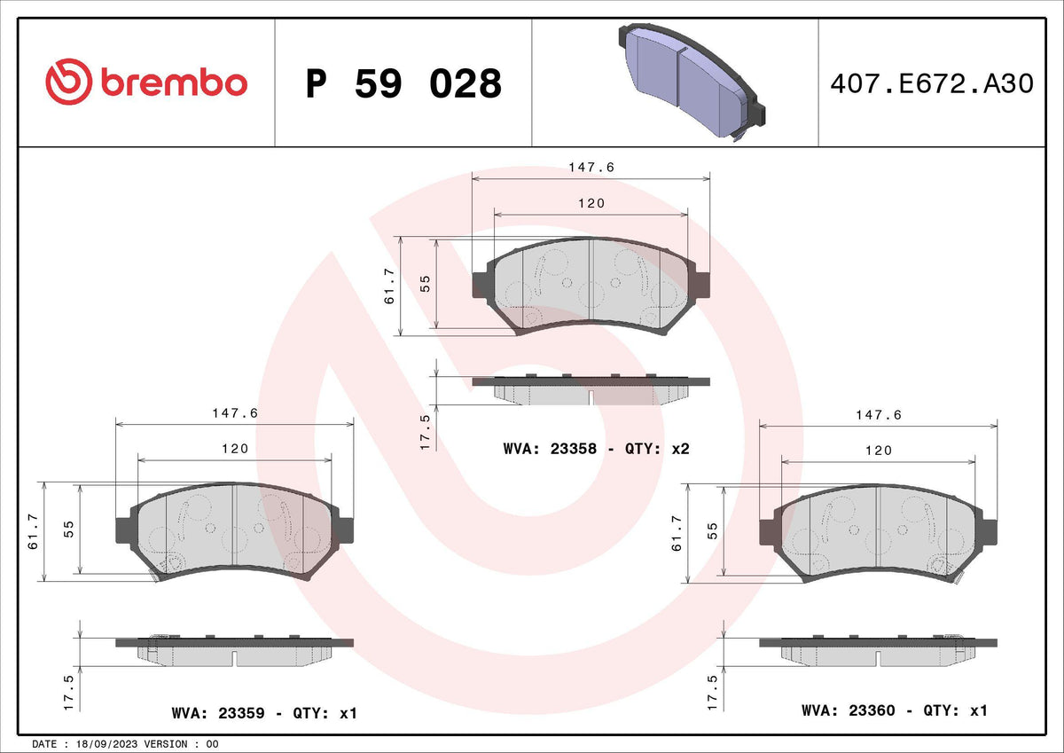 Brembo P59028 Brake Pad Front Low-Met Chevrolet — Brake Pads