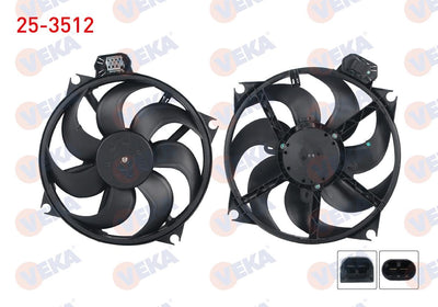 Veka 25-3512 Fan Motor (Water + A/C) with Shroud Single Fan Renault Fluence (L30) 1.5 dCi 2009 — Motors, Pumps & Antennas