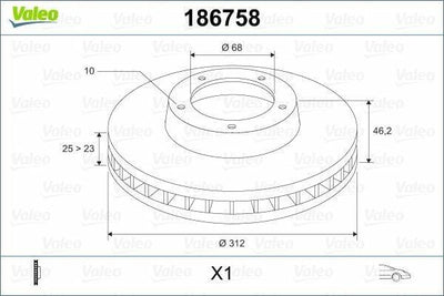 VALEO 186758 Front Brake Disc — Brake Rotors & Drums