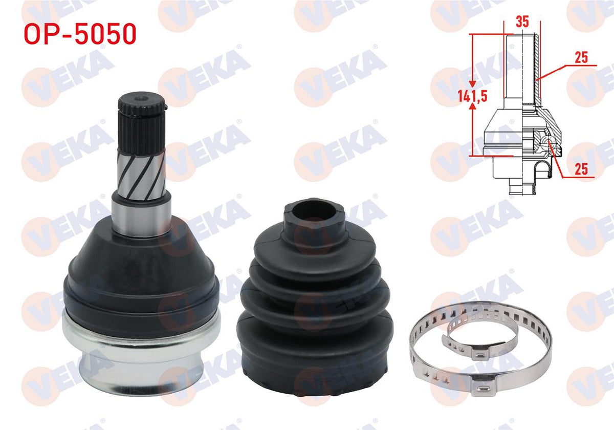 Veka OP5050 CV Joint Left Front Inner Opel Astra H Astra J Insignia A Vectra C Zafira B Z13dth Z17 — Axles, CV Joints & Boots