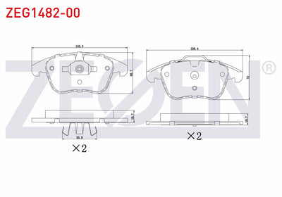Zegen ZEG1482-00 Brake Pad Front Land Rover Range Rover Evoque (Lv) 2.0 Si4 2011 — Brake Pads