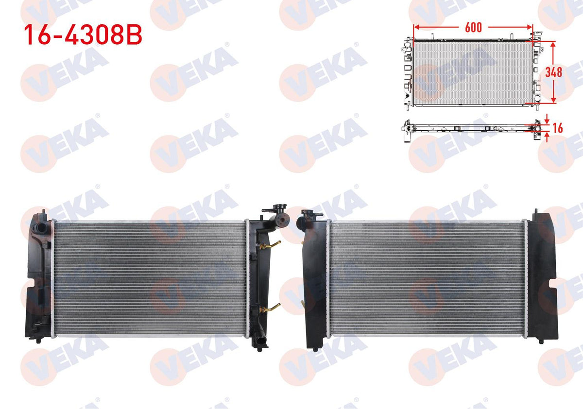 Veka 16-4308B Su Radiator Brazing Toyota Corolla 1.4 Vvt-I Zz 121 Body A-T 2002-2007 — Radiators & Fans