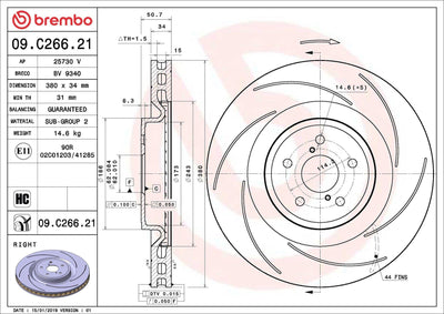 Brembo 09.C266.21 Brake Disc Front UV Coated Lexus — Brake Rotors & Drums
