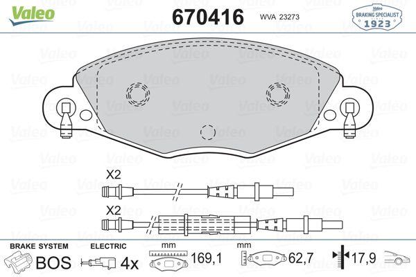 Valeo 670416 Front Brake Pad Citroen C5 II 2.2 HDi/3.0 V6 Hb-Sedan 01-05 — Brake Pads