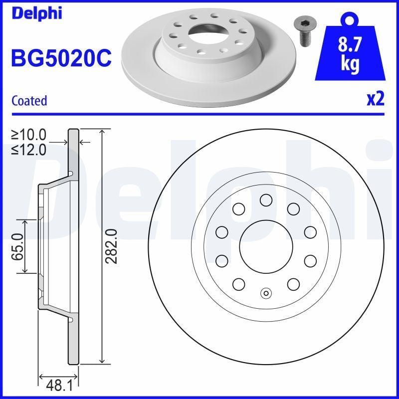 Delphi BG5020C Brake Disc - Painted, Solid with 5 Holes — Brake Rotors & Drums