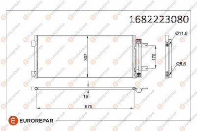 Eurorepar 1682223080 A/C Condenser Opel Astra K B14XFL/B14XFT 16-
