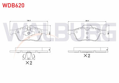 WALBURG WDB620 Brake Pad Front Mini (R50,R53) Cooper 1.6i 16V 18.30mm 2001-2006 — Brake Pads