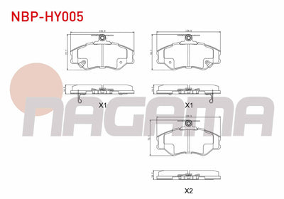 NAGAMA NBP-HY005 Brake Pad Front with Wear Indicator Hyundai H100 2.5 D 1993-2004