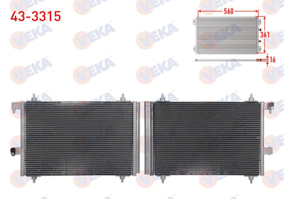 Veka 43-3315 A/C Condenser Peugeot 407 (6D) 1.6 HDi 2004 — Condensers & Evaporators