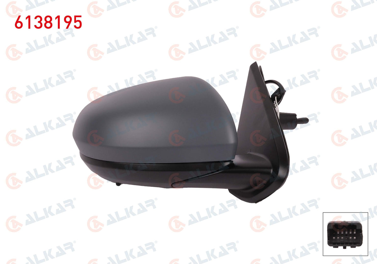 Alkar 6138195 Outer Rear View Mirror Right Mechanical Primed with Sensor 2 Pin Dacia Duster 2017 — Mirrors