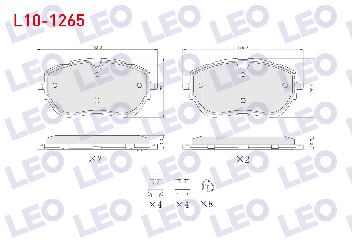 LEO L10-1265 Brake Pad Front with Wear Indicator Peugeot 308 II 1.6 HDi 2014-/ Ds 4 II 1.6 2021-/ Opel Astra L 1 — Brake Pads
