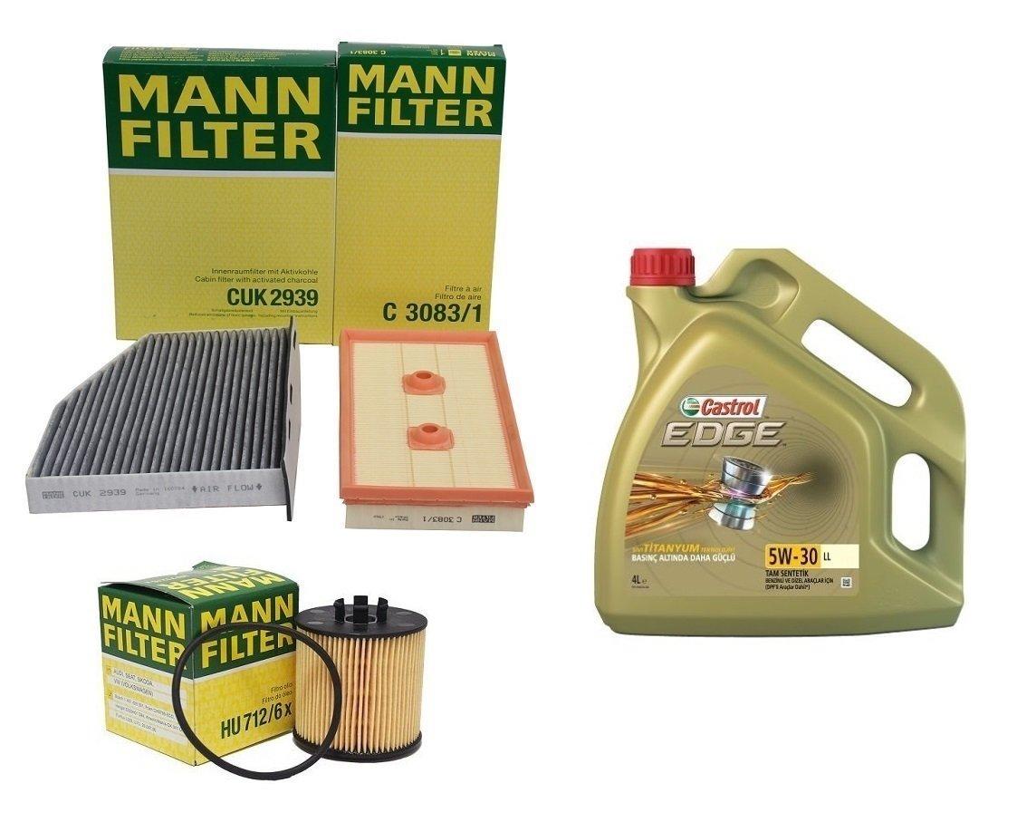 Mann Volkswagen Golf 5 1.6 FSI Motor Scheduled Service Set Castrol with Engine Oil