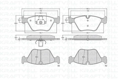 Kraftvoll 07010397 Brake Pad Front BMW E36-M3 E46 2.5-3.0 M3 E34 E32 E83 Z4 — Brake Pads