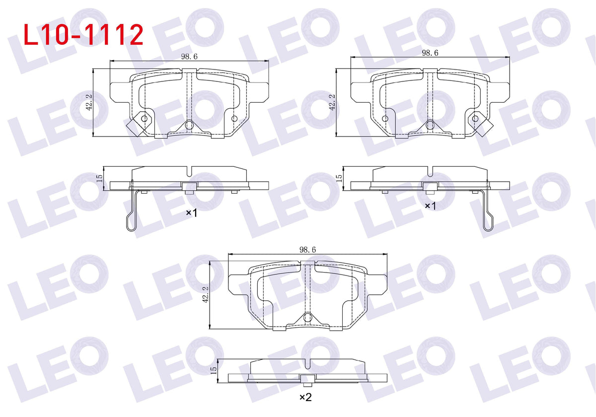 LEO L10-1112 Brake Pad Rear Toyota Corolla (E15_) 1.6 Vvt-I 2007-2012 / Auris (Zre15) 1.6 Vvt-I 2007-2012 / Yari — Brake Pads