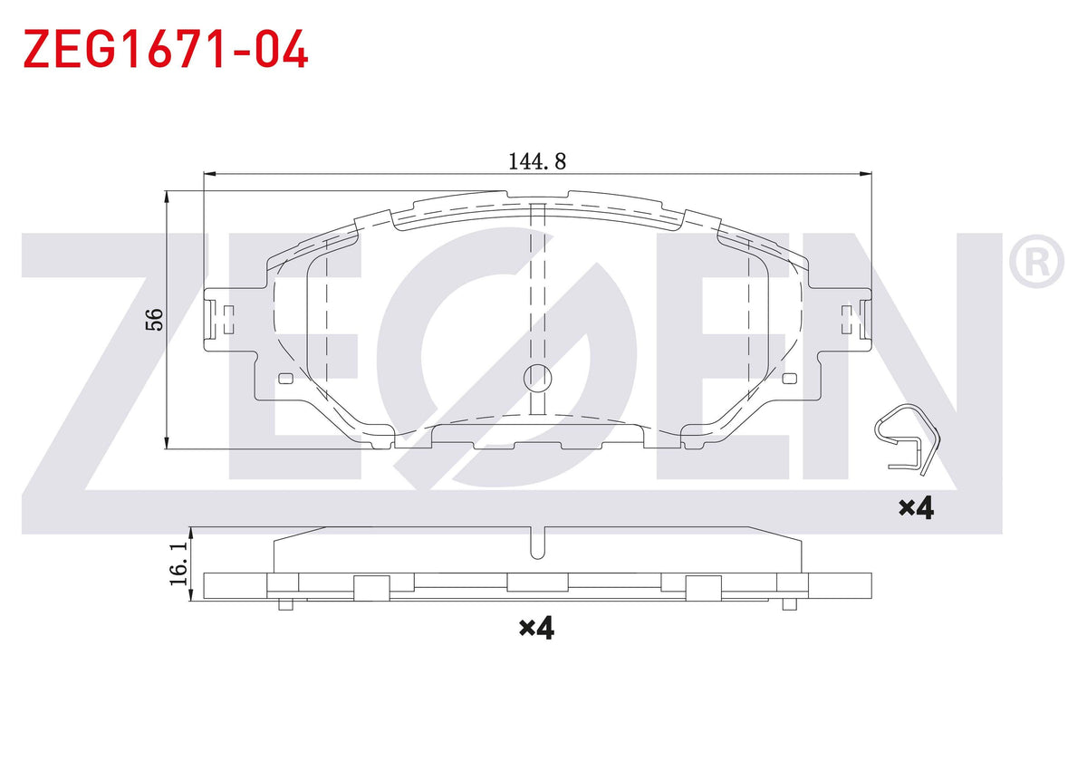 Zegen ZEG1671-04 Brake Pad Front Toyota HI-Lux VIII Revo (N1) Pick Up 2.4 D 4X4 without ESP 2015 — Brake Pads