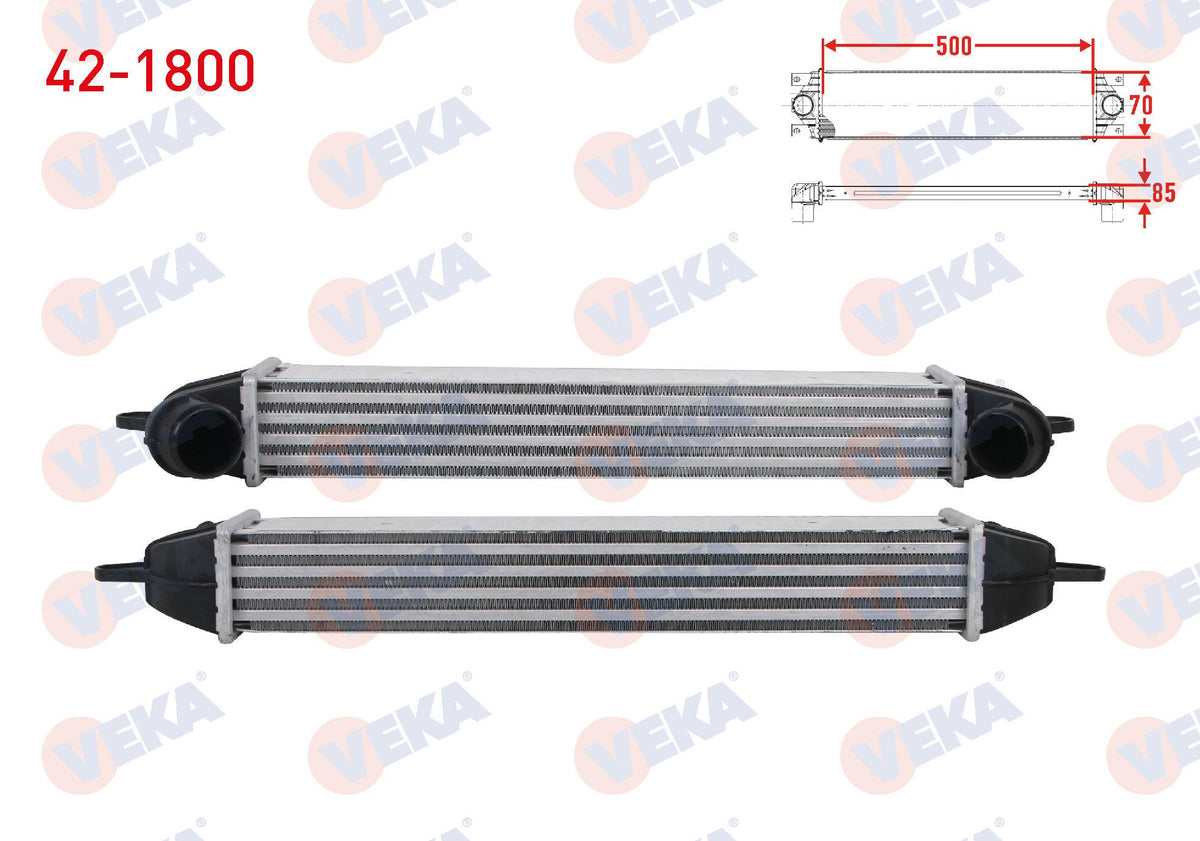 Veka 42-1800 Turbo Radiator (Intercooler) Fiat Doblo (119,223) 1.3 Mjt 2001-2010 — Radiators & Fans
