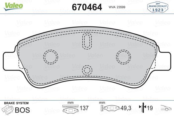 Valeo 670464 Brake Pad Front 02-206-207-208-301-307-2008-C2-C3-C4-Partner-Berlingo — Brake Pads