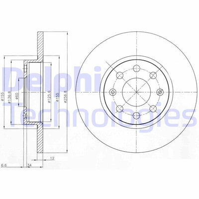 Delphi BG4155 Front Brake Disc Fiat Grande Punto, Opel Corsa D/E 05- 1.2/1.3/1.4 — Brake Rotors & Drums