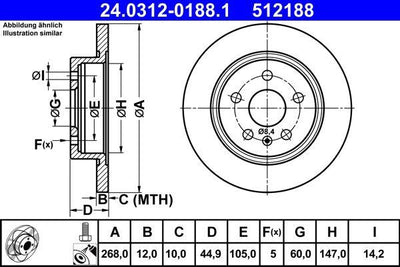 ATE 24.0312-0188.1 Brake Disc — Brake Rotors & Drums