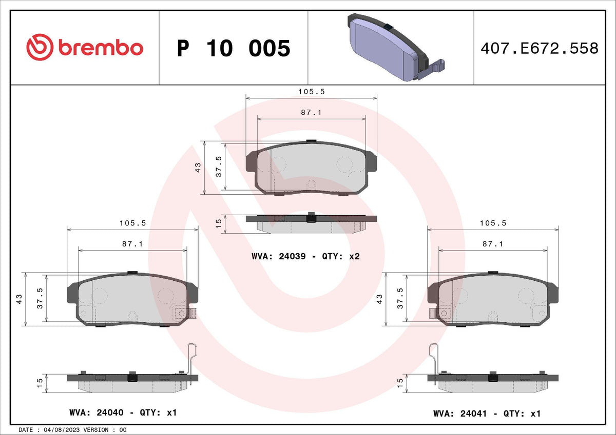 Brembo P10005 Brake Pad Rear Low-Met Chevrolet — Brake Pads