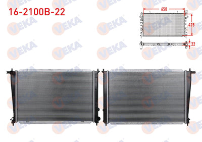 Veka 16-2100B-22 Water Radiator Brazing Thickness 22mm Hyundai Starex 2.5 TD M-T 1997-2007 — Radiators & Fans