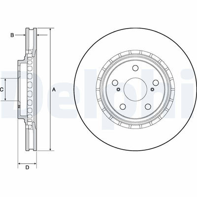Delphi BG4691C Brake Disc (Twin Pack)-Painted, Drilled