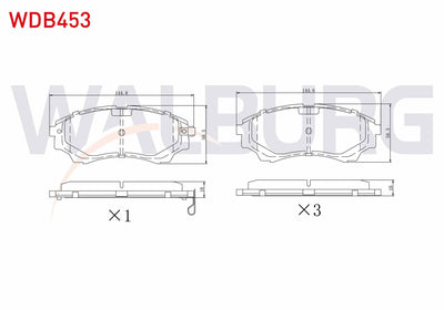 WALBURG WDB453 Brake Pad Front with Wear Indicator Ford Ranger 2.5 TDCi 4X4 2002-2006 / Ranger 2.2 TDCi 2002-200 — Brake Pads