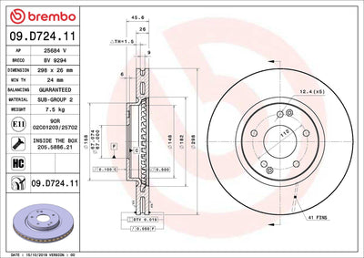 Brembo 09.D724.11 Brake Disc Front UV Coated Ssangyong — Brake Rotors & Drums