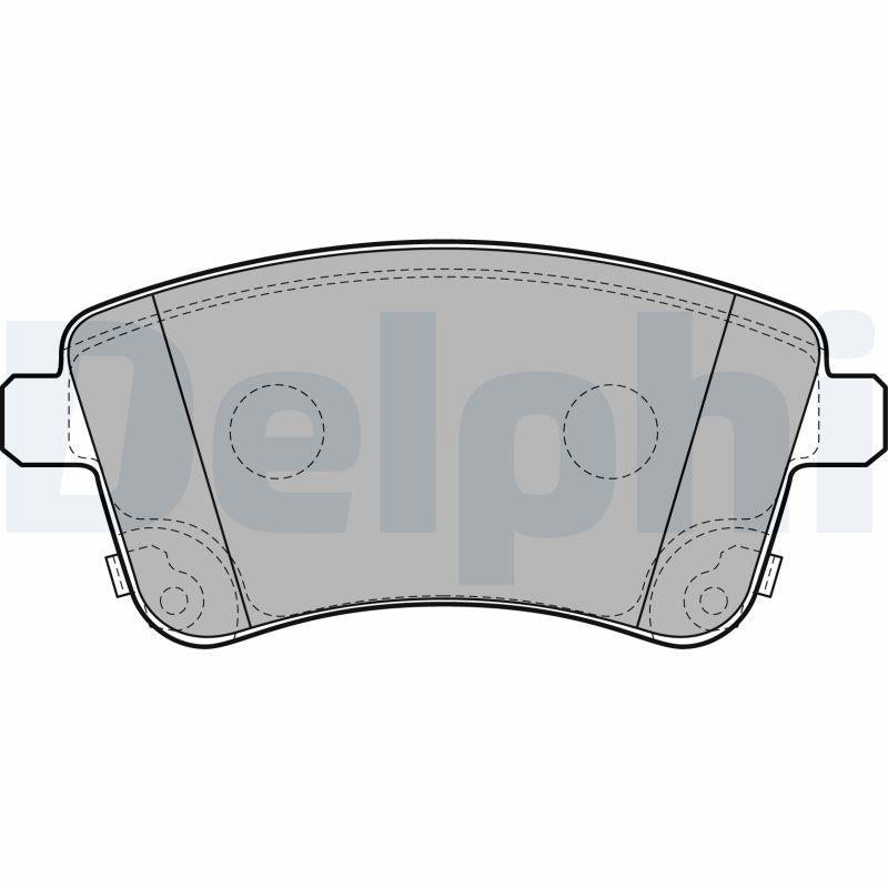 delphi lp2203 brake pads front view, delphi lp2203 brake pads side view DELPHI LP2203 Brake Pads - High Performance for Sonata, iX20, Soul | 131.7 mm x 60.6 mm DELPHI LP2203 Brake Pads for Various Models delphi, brake-pads, automotive, car-parts, braking-system, car-owners, mechanics, high-performance, noise-reduction, ai-generated