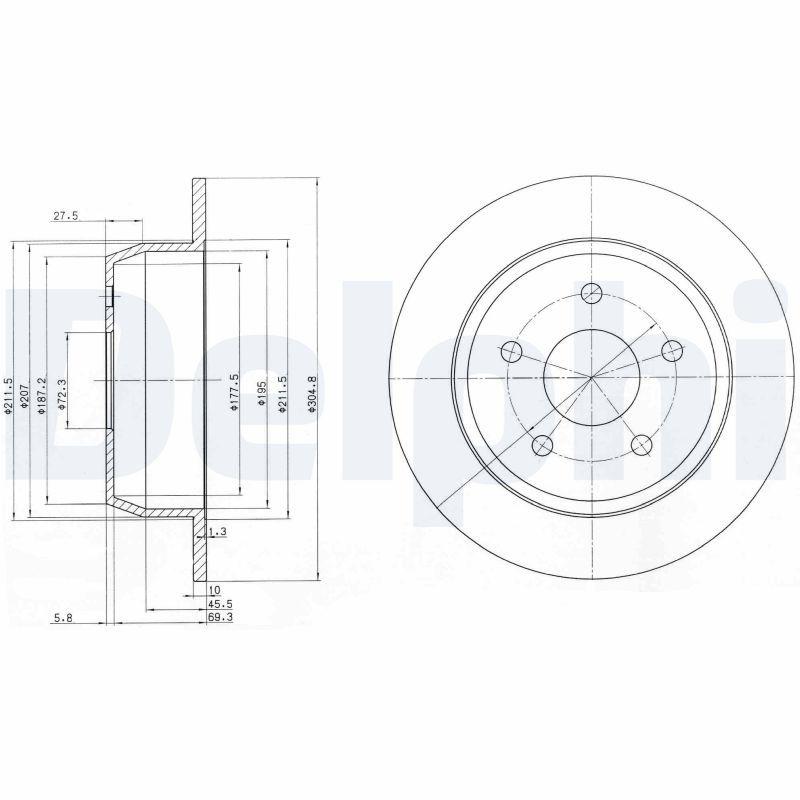 Delphi BG3660 Rear Brake Disc Jeep Grand Cherokee II 99-05