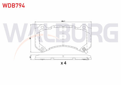 WALBURG WDB794 Brake Pad Front with Wear Indicator Jeep Grand Cherokee IV (Wk,Wk2) 3.0 Crd 2010 — Brake Pads