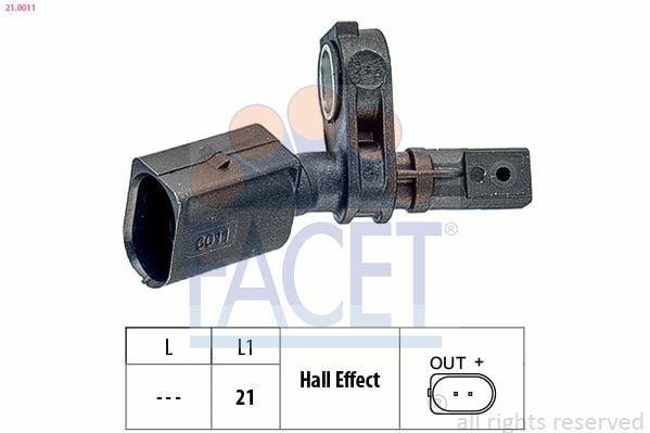FACET ABS Sensor Front Left 21.0011 - Compatible with Golf, Passat, Polo and More — Brake Sensors & ABS
