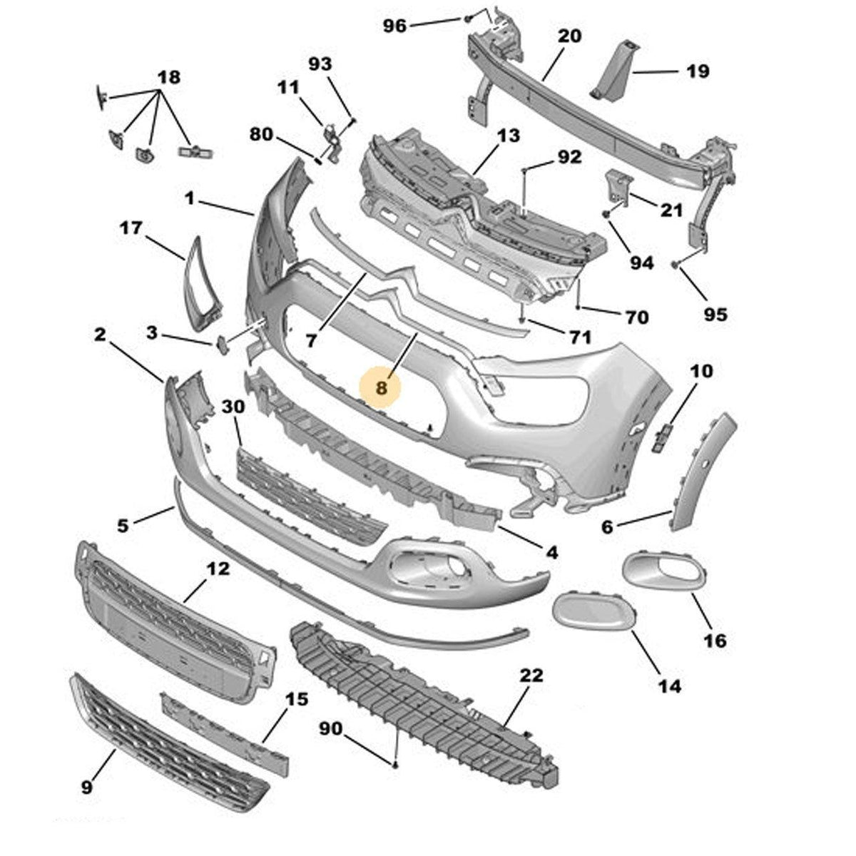 Citroen C3 B618 Front Bumper Trim - Original Citroen Service Part — Citroën, Bumpers & Grilles