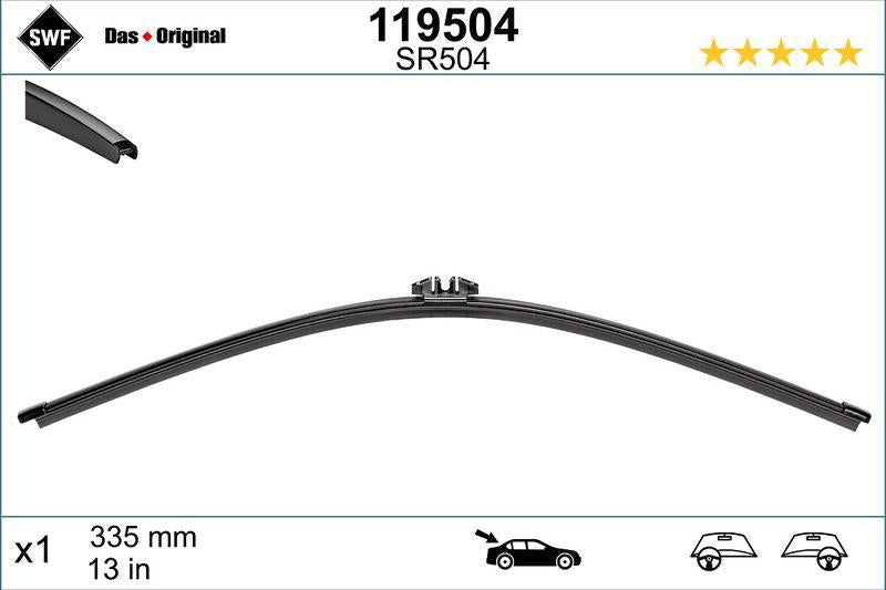 Valeo 119504 Wiper Blade Swf Rear 335mm (VW Polo 02- Golf V 03 -) — Wipers