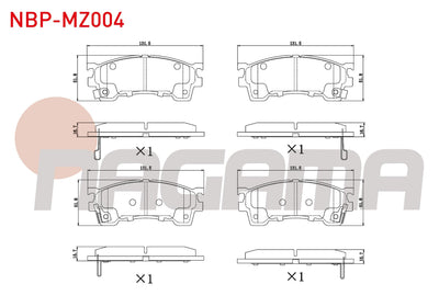 NAGAMA NBP-MZ004 Brake Pad Front Mazda 626 IV (Ge) 1.8i 1992-1997 / 626 IV (Ge) 2.0i 1992-1997 / 626 V (Gf) 1.8i — Brake Pads