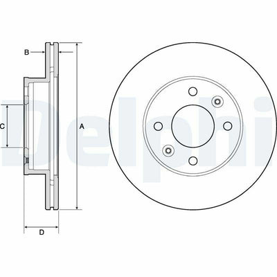 Delphi BG3935C Brake Disc - Ventilated Design for 2004 Picanto & i10 — Brake Rotors & Drums