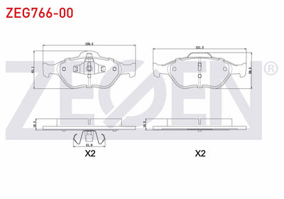 Zegen ZEG766-00 Brake Pad Front Ford Fiesta V 1.4 TDCi 2001-2008 / 1.6 TDCi 2001-2008 / 1.25i 2001-2008 / 1.4i 1 — Brake Pads
