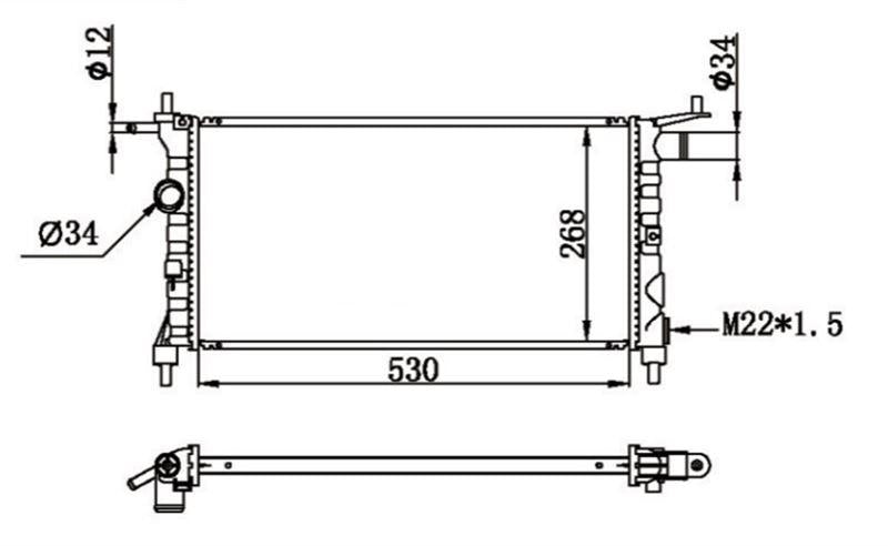 MGA 80165 Water Radiator Mechanical (Opel: Corsa B Combo B 1.2 1.4 Nac) 530×285×23 — Radiators & Fans