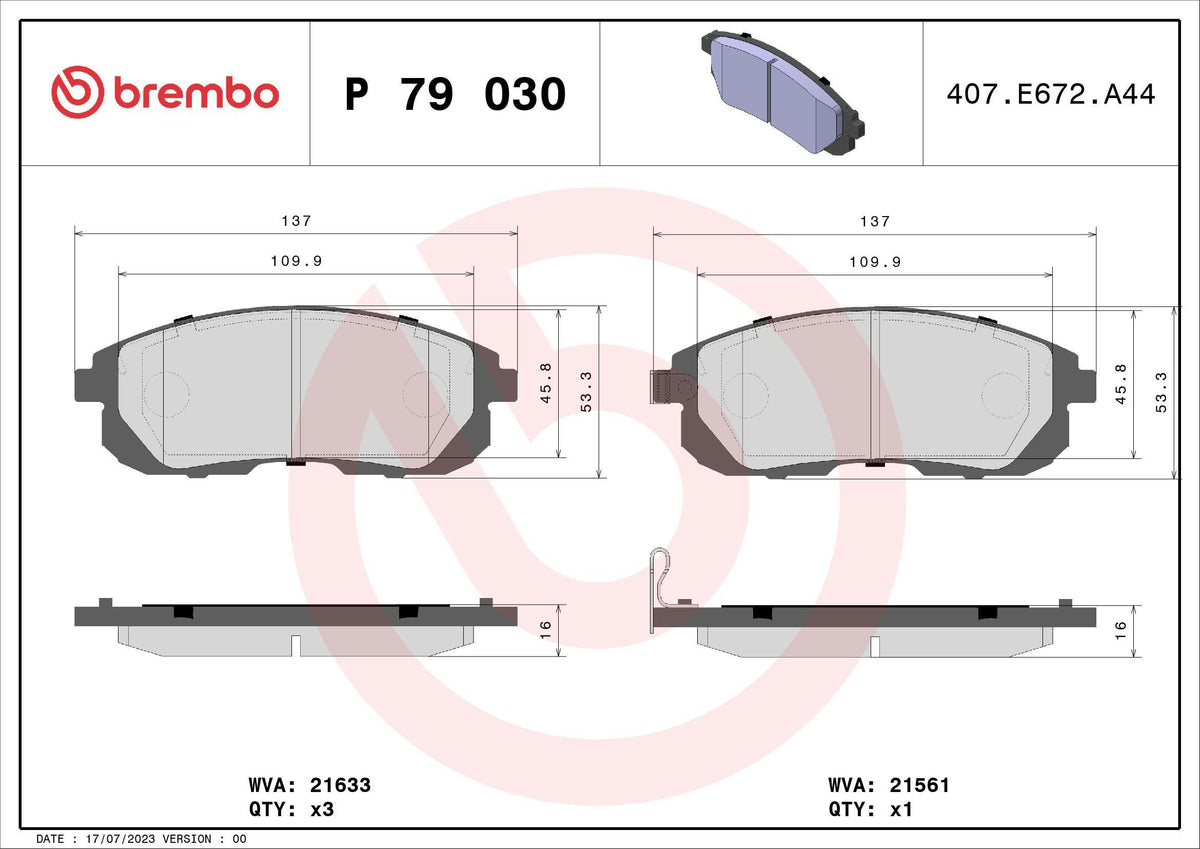 Brembo P79030 Brake Pad Front Low-Met Suzuki