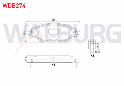 WALBURG WDB274 Brake Pad Front Peugeot 206 (2A / C) 1.4 HDi 1998-2006 / 206 (2A / C) 1.6 HDi 1998-2006 / 306 (7B — Brake Pads