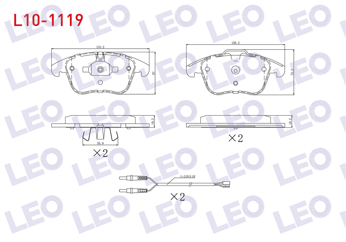 LEO L10-1119 Brake Pad Front with Connector Citroen C5 III 1.6 HDi 2008-2015 / Mondeo IV 2.0i 2007-2014 / Mondeo — Brake Pads