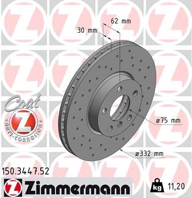 Zimmermann 150.3447.52 Brake Disc Front BMW E70 F15 E71 F16 Drilled — Brake Rotors & Drums