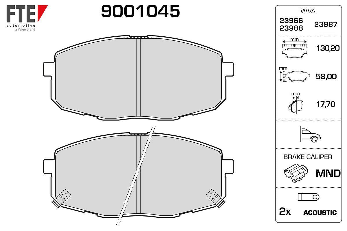 Fte 9001045 Brake Pad Front Hyundai i30 07-12 Kia Ceed 07-12 Carens 02-06 (130*58*18) — Brake Pads