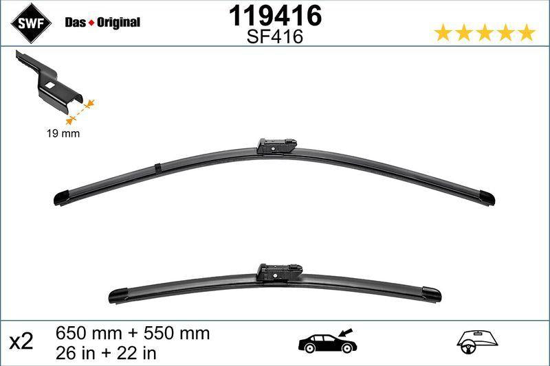 VALEO 119416 Windshield Wiper Blades Set - 26 Inch Left & 22 Inch Right for Jumper III, Boxer III, Ducato III — Wipers